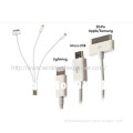 3in1 Usb Cable For Iphone 5&amp;4&amp;ipad2&amp;5 Pin Micro Usb Sync Data Cable For Samsung Htc High Quality 